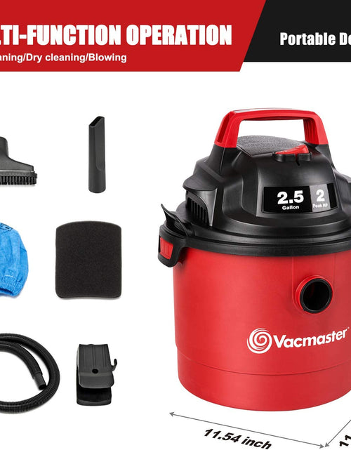 Load image into Gallery viewer, 2.5 Gallon Shop Vacuum Cleaner 2 Peak HP Power Suction Lightweight 3-In-1 Wet Dry Vacuum with Blower &amp; Wall Mount Design for Cleaning Car, Boat, Pet Hair, Hard Floor
