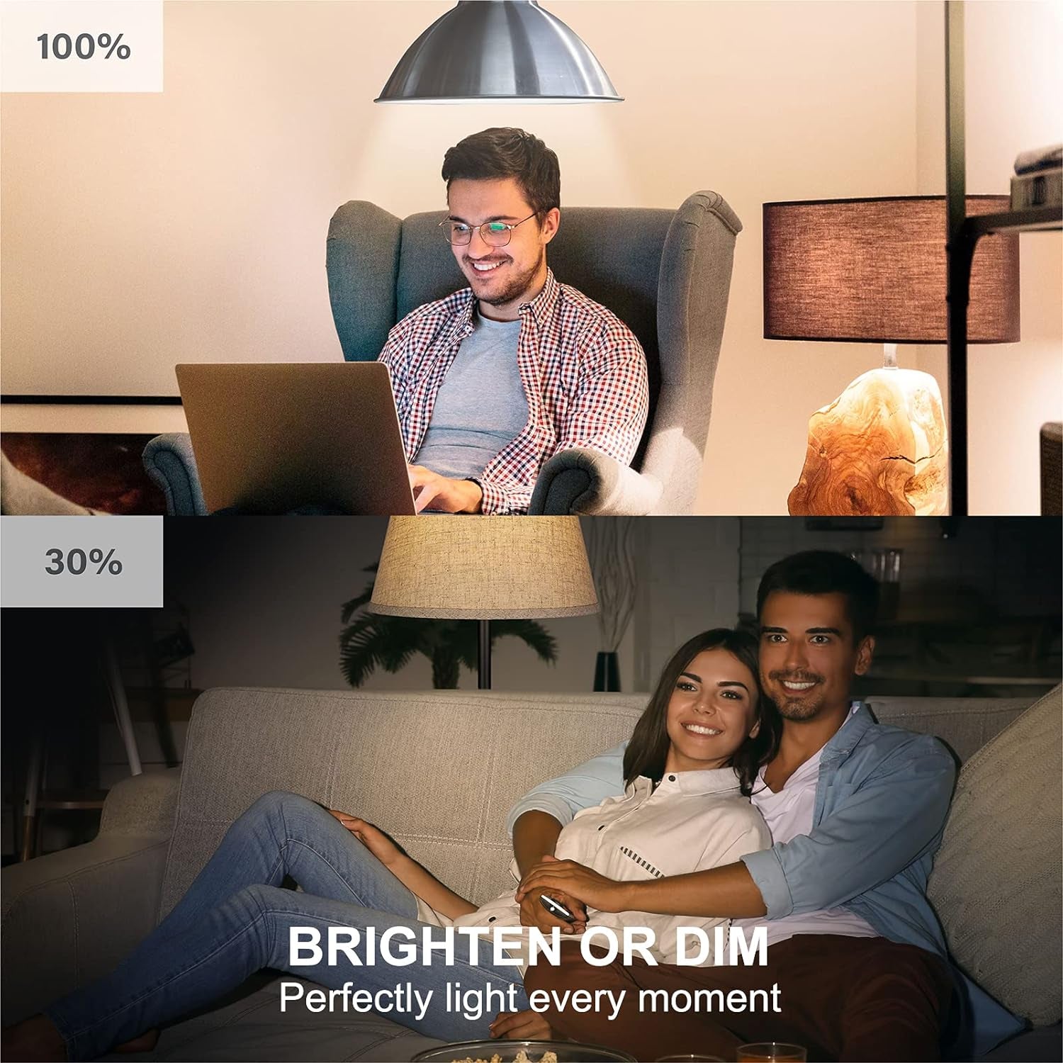 Alexa, Wifi, Smart Light Bulbs That Work with Alexa & Google Assistant,A19 Soft White(2700K)No Hub Required,800Lm 60W Equivalent Highcri)90,4Count(Pack of 1)