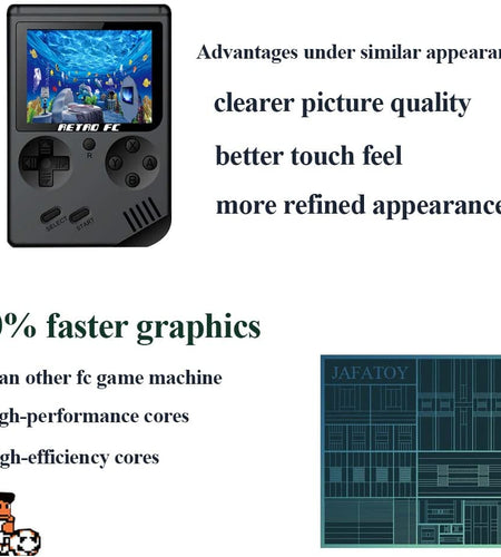Retro Handheld Games Console for Kids/Adults, 168 Classic Games 8 Bit Games 3 Inch Screen Video Games with AV Cable Play on TV (Black)