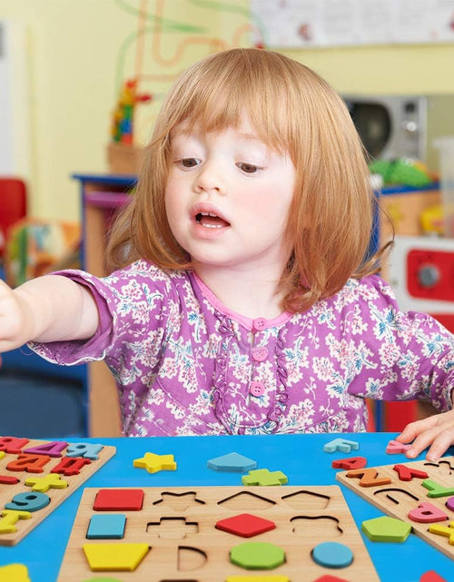 Load image into Gallery viewer, Wooden Puzzles for Toddlers, 3 in 1 Wooden Peg Puzzle Set Wooden Alphabet ABC Number Shape Puzzles Board Toddler Preschool Learning Toys for Kids Ages 1-3 Boys and Girls
