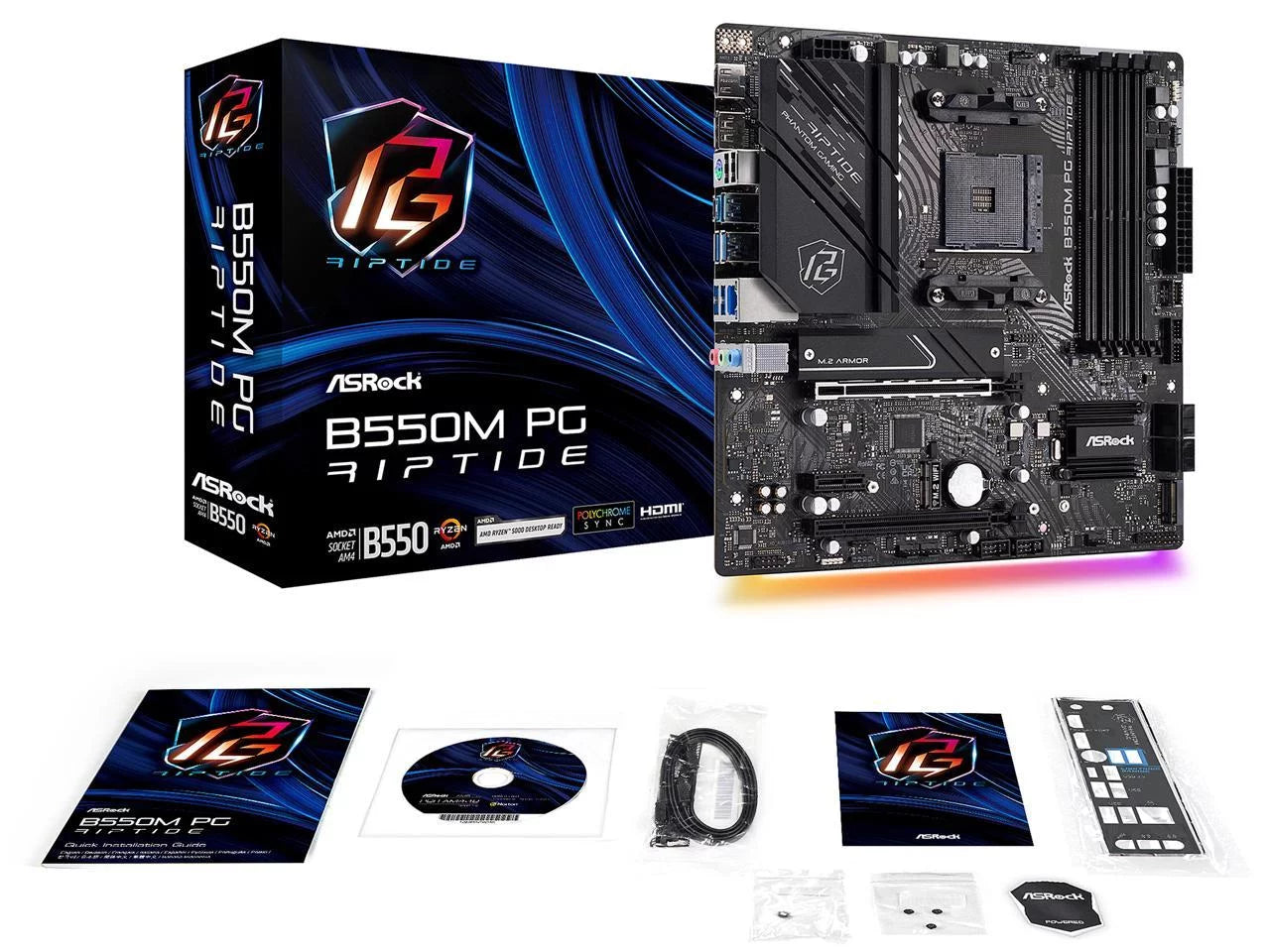 B550M PG RIPTIDE AM4 AMD B550 SATA 6Gb/S Micro ATX AMD Motherboard
