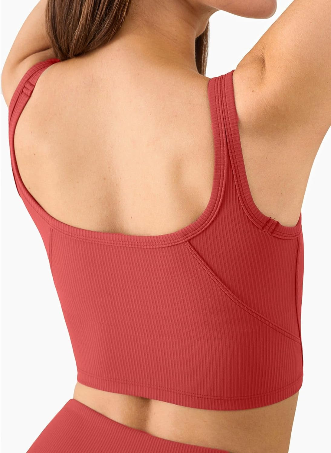 KIKIWING Women'S Seamless Sports Bra Workout Crop Top Tank Tops for Women Long Lined Sports Bra Ribbed Crop Top Fitness