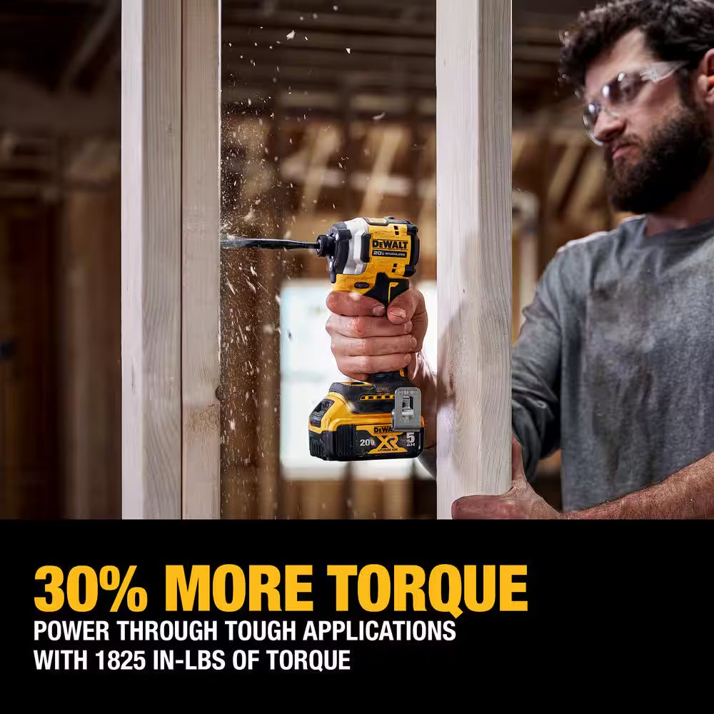 20V MAX XR Hammer Drill and ATOMIC Impact Driver 2 Tool Cordless Combo Kit and 1/4 In. Impact Driver W/(2) 4Ah Batteries