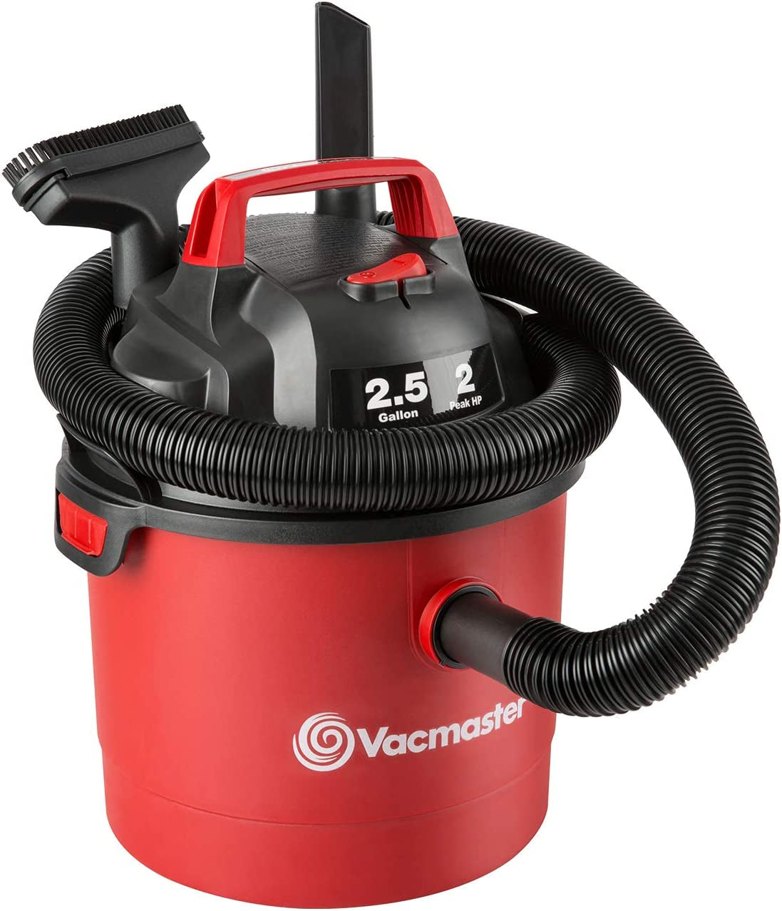 2.5 Gallon Shop Vacuum Cleaner 2 Peak HP Power Suction Lightweight 3-In-1 Wet Dry Vacuum with Blower & Wall Mount Design for Cleaning Car, Boat, Pet Hair, Hard Floor