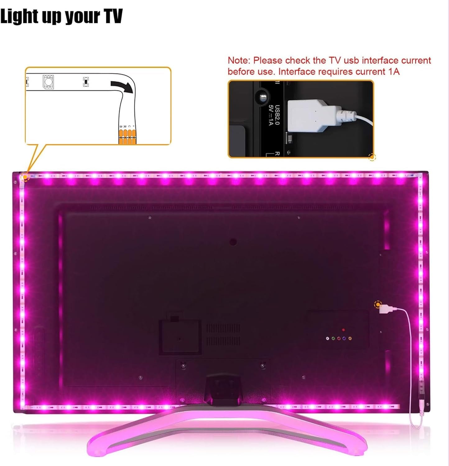 Tv Led Backlight, Pre-Cut 6.56Ft Led Strip Lights for 40-60In Tv,4Pcs USB Powered Tv Lights Kit W/ Remote,Rgb Bias Lighting for Room Decor