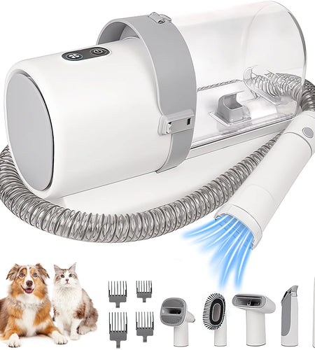 Dog Grooming Kit and Vaccum, 11Kpa Low Noise Pet Grooming Vacuum with 3 Suction Mode, 5 in 1 Dog Vacuum, 2.5L Dustbin for Dogs, Cats and Other Animals