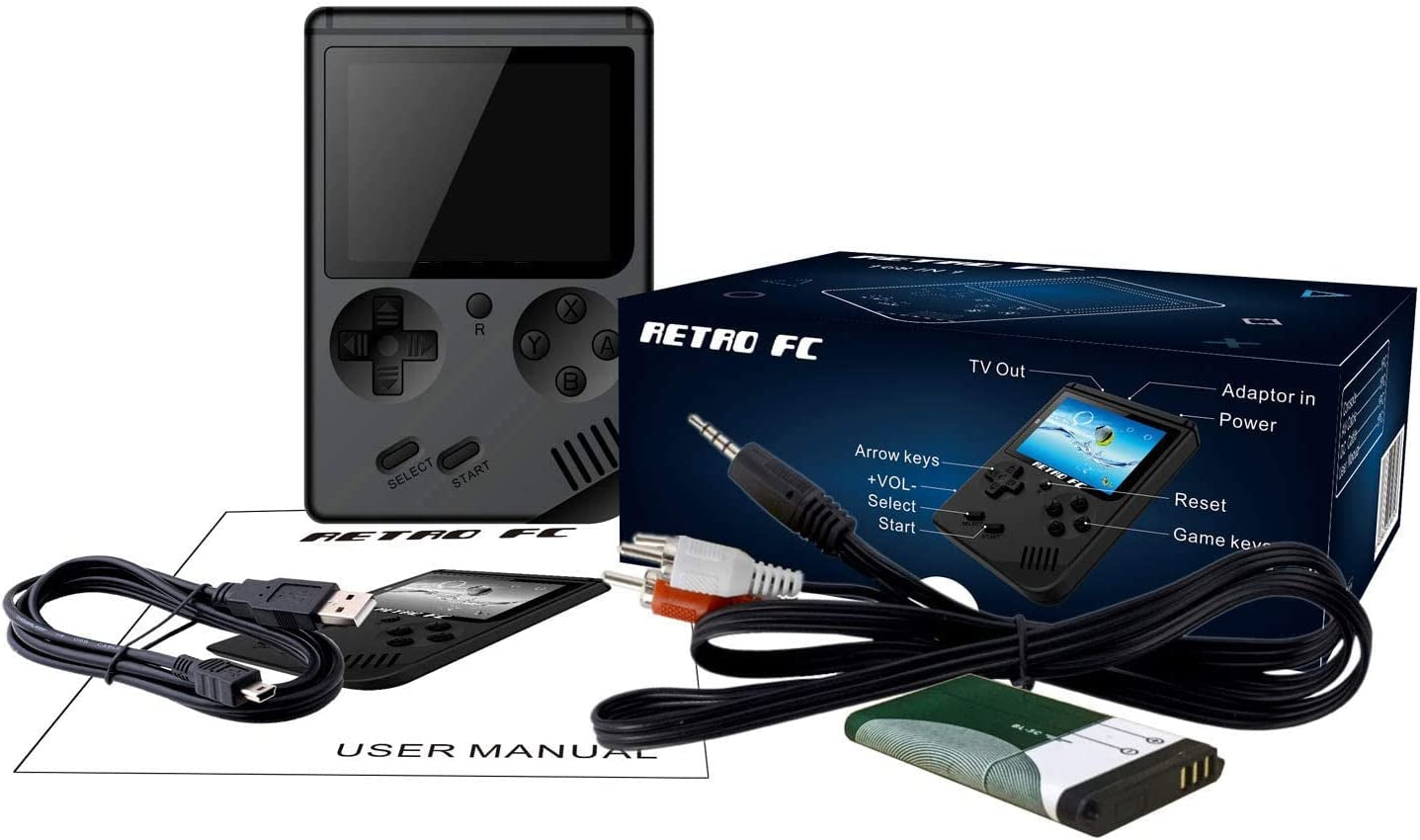 Retro Handheld Games Console for Kids/Adults, 168 Classic Games 8 Bit Games 3 Inch Screen Video Games with AV Cable Play on TV (Black)