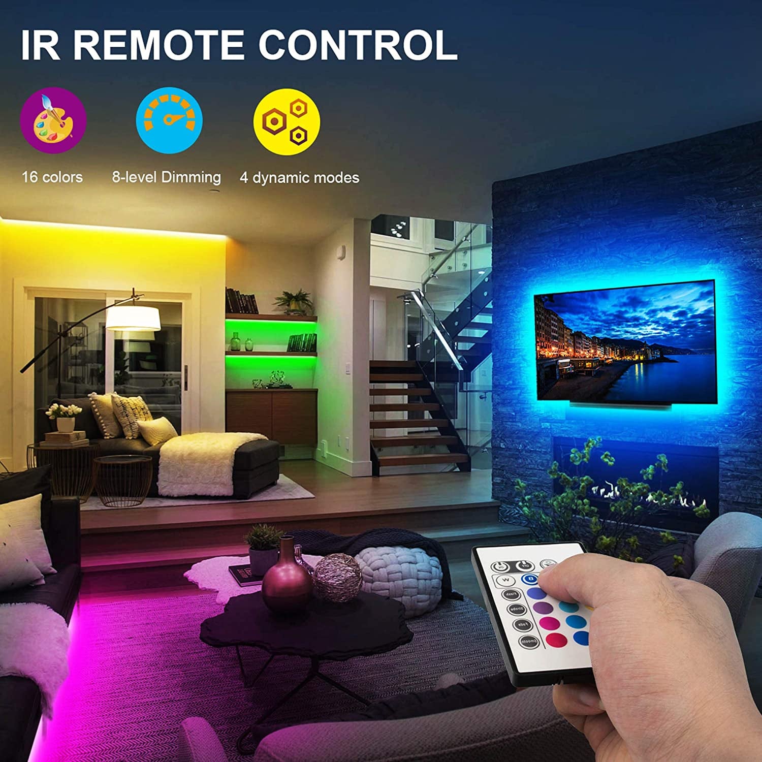Tv Led Backlight, Pre-Cut 6.56Ft Led Strip Lights for 40-60In Tv,4Pcs USB Powered Tv Lights Kit W/ Remote,Rgb Bias Lighting for Room Decor