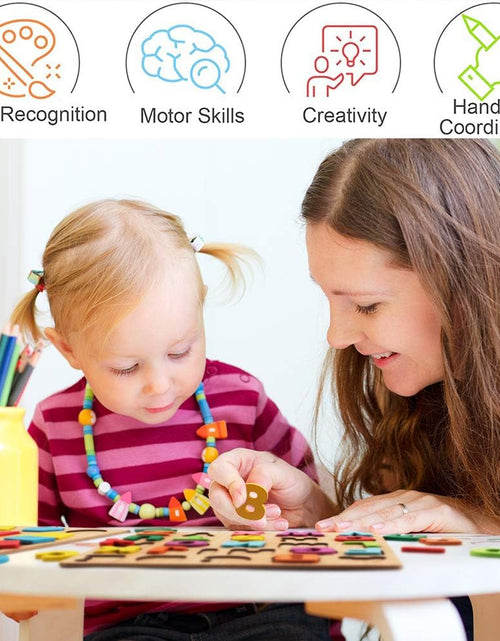 Load image into Gallery viewer, Wooden Puzzles for Toddlers, 3 in 1 Wooden Peg Puzzle Set Wooden Alphabet ABC Number Shape Puzzles Board Toddler Preschool Learning Toys for Kids Ages 1-3 Boys and Girls
