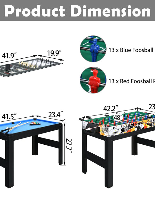 Load image into Gallery viewer, 48" Multi Game Tables 15-In-1 Combo Tabletop W/Foosball, Air Hockey, Pool, Ping Pong, Basketball, Chess, Poker, Bowling, Shuffleboard for Family Fun

