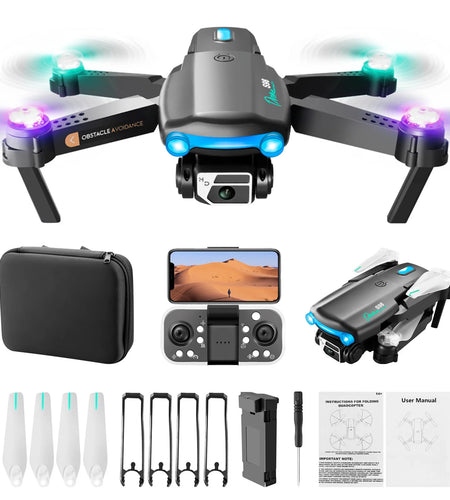 Mini Drone with Camera, 1080P HD FPV Foldable Drone with Carrying Bag, 3 Batteries, One Key Close, Altitude Hold, 3 Speeds, Toys Gifts for Kids, Adults, Beginner