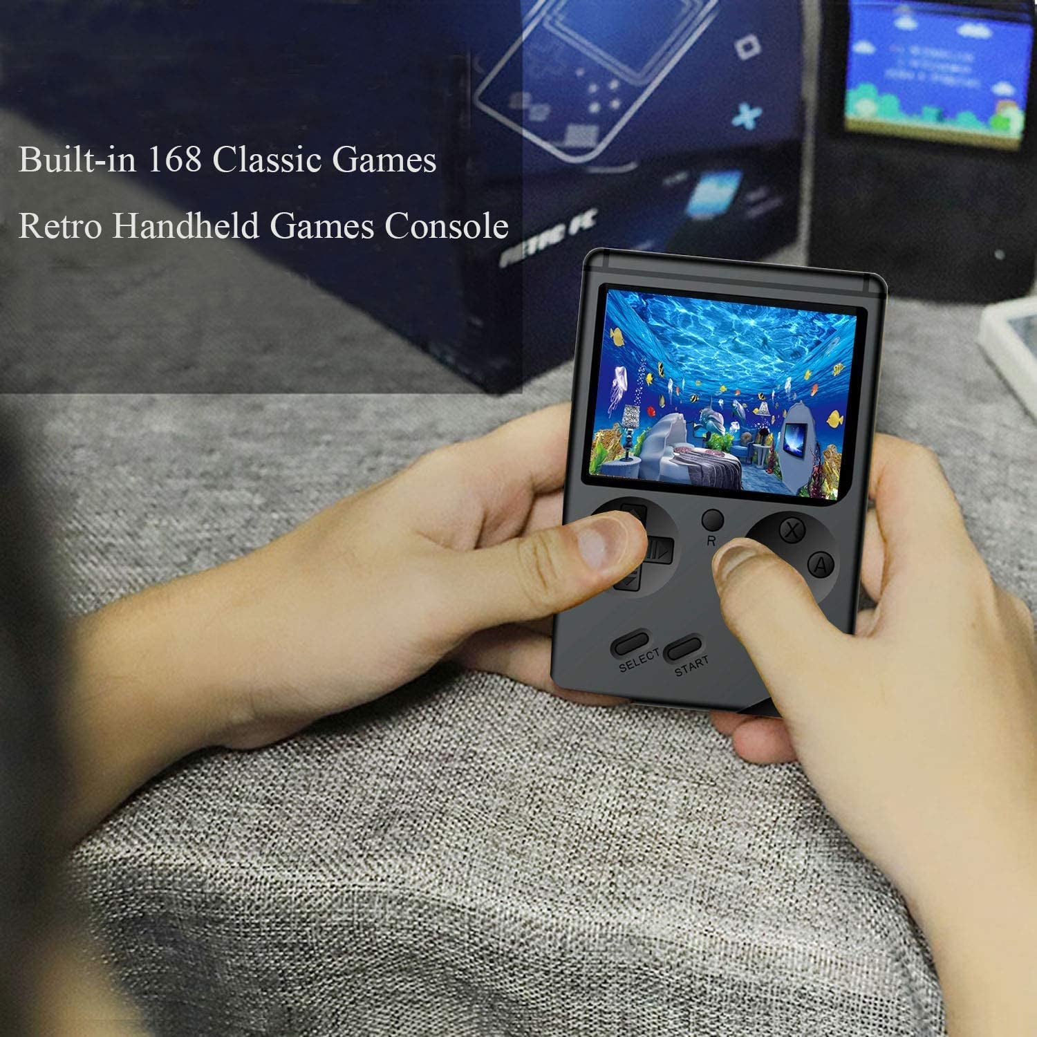 Retro Handheld Games Console for Kids/Adults, 168 Classic Games 8 Bit Games 3 Inch Screen Video Games with AV Cable Play on TV (Black)