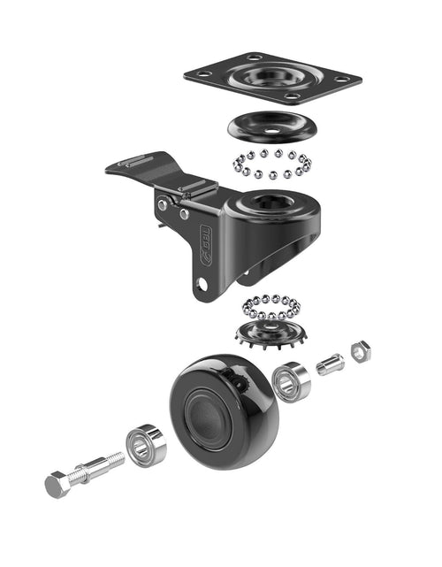 Load image into Gallery viewer, 2" Heavy Duty Caster Wheels with 2 Brakes + Screws - up to 440Lbs - Set of 4 No Floor Marks Silent Castor for Furniture - Rubbered Trolley Wheels - Black Casters
