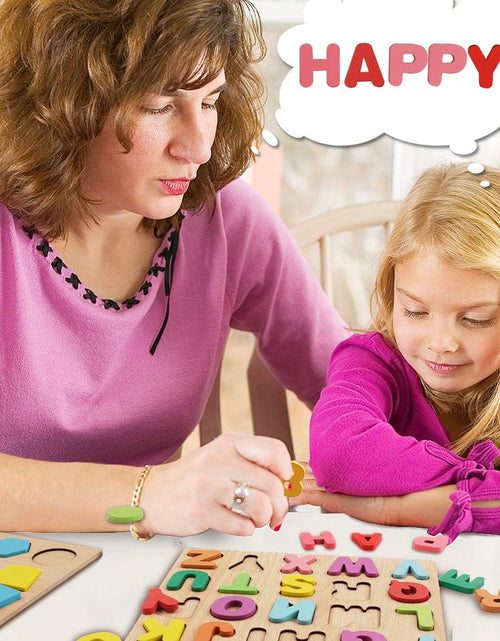 Load image into Gallery viewer, Wooden Puzzles for Toddlers, 3 in 1 Wooden Peg Puzzle Set Wooden Alphabet ABC Number Shape Puzzles Board Toddler Preschool Learning Toys for Kids Ages 1-3 Boys and Girls
