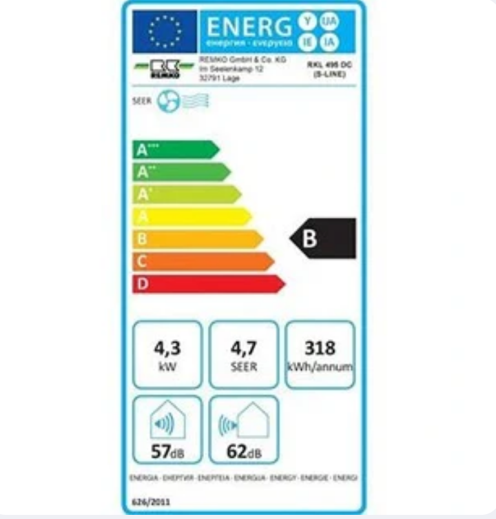 Climatiseur mobile Remko RKL 495 DC 4,3 kW jusqu'à 80m2 Blanc