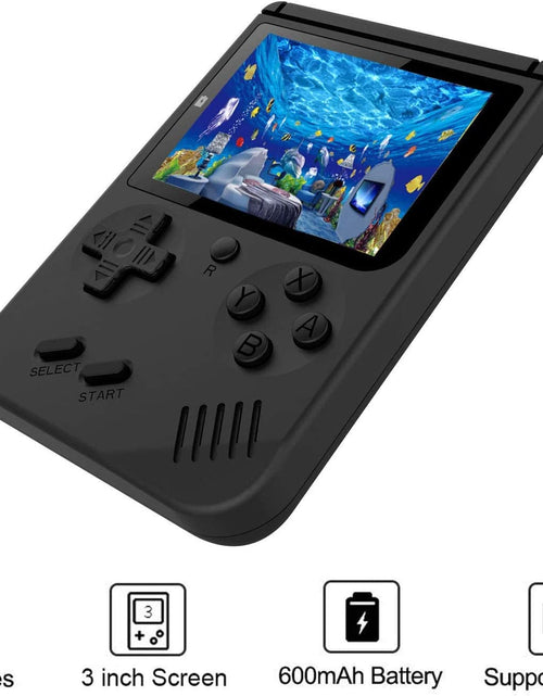 Load image into Gallery viewer, Retro Handheld Games Console for Kids/Adults, 168 Classic Games 8 Bit Games 3 Inch Screen Video Games with AV Cable Play on TV (Black)
