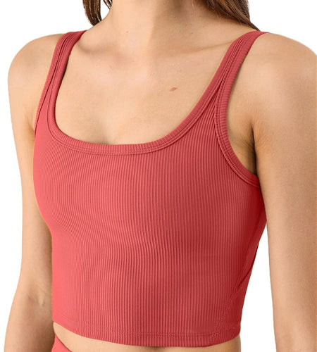 KIKIWING Women'S Seamless Sports Bra Workout Crop Top Tank Tops for Women Long Lined Sports Bra Ribbed Crop Top Fitness