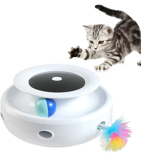 Cat Toys 2-In-1 Interactive Cat Toys for Indoor Cats, Cat Balls, Cat Mice Toy, Cat Entertainment Toys, Electric Cat Toy for Cats/Kittens, Dual Power Supplies, White
