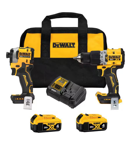 20V MAX XR Hammer Drill and ATOMIC Impact Driver 2 Tool Cordless Combo Kit and 1/4 In. Impact Driver W/(2) 4Ah Batteries