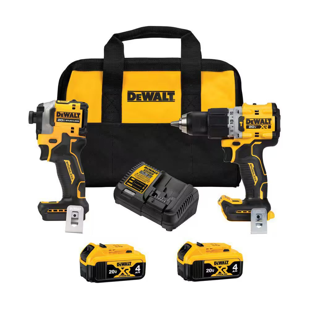 20V MAX XR Hammer Drill and ATOMIC Impact Driver 2 Tool Cordless Combo Kit and 1/4 In. Impact Driver W/(2) 4Ah Batteries