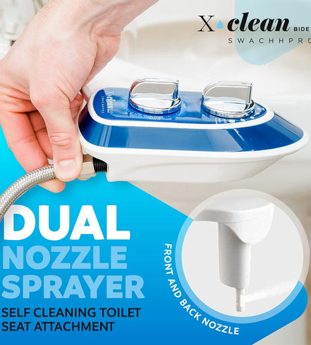 X-Clean 250 Bidet Toilet Seat Attachment, Senior-Friendly Bathroom Accessories, Postpartum Essentials for Toilet, Bidet for Toilet