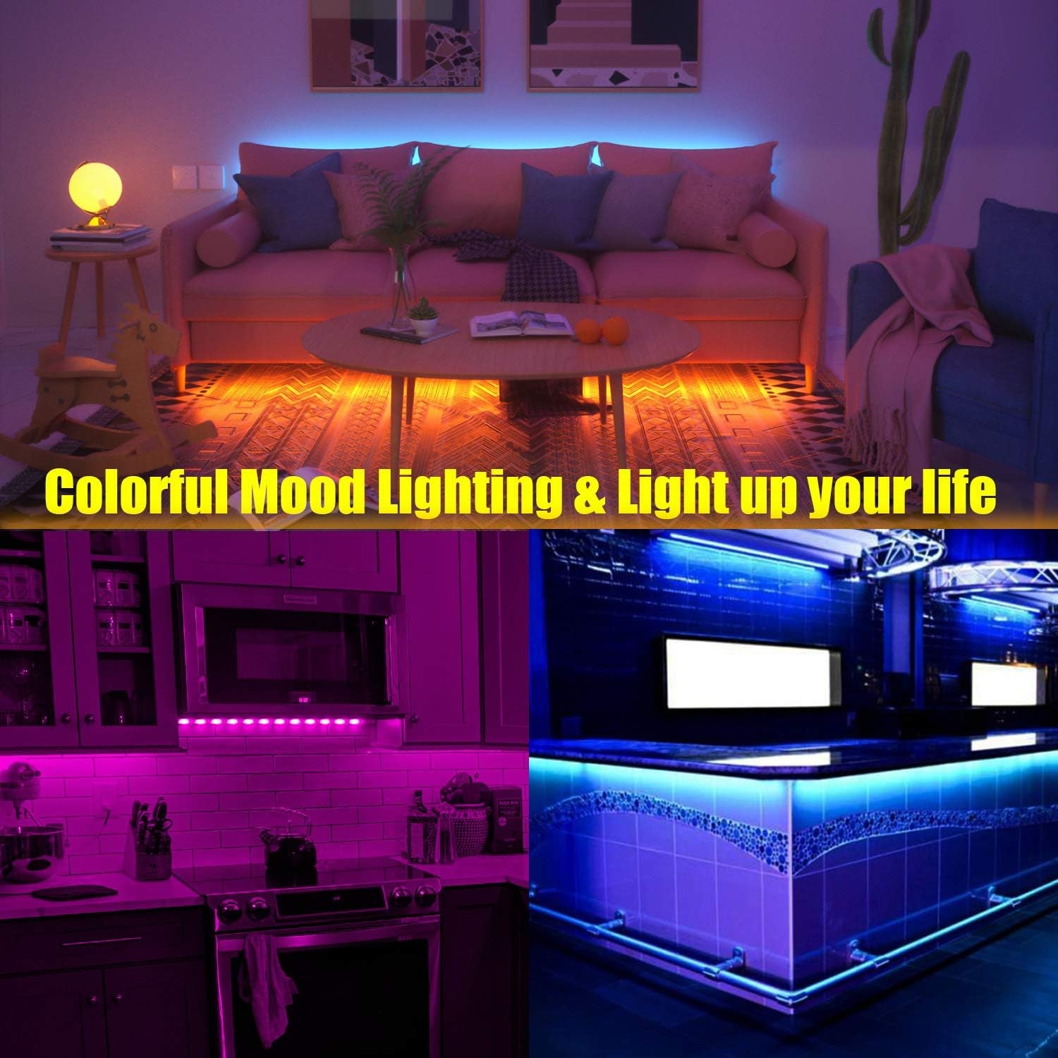 Tv Led Backlight, Pre-Cut 6.56Ft Led Strip Lights for 40-60In Tv,4Pcs USB Powered Tv Lights Kit W/ Remote,Rgb Bias Lighting for Room Decor