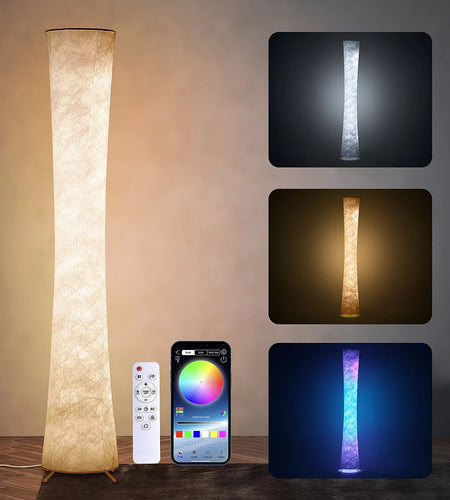Soft Light LED Floor Lamp RGB Color Changing 61'' Modern Tall Lamp, Smart Standing Lamp with Remote Control and APP Control for Living Room, Bedroom and Game Room