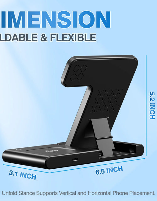 Load image into Gallery viewer, 3 in 1 Wireless Charging Station, 15W QC3.0 Magnetic Fast Charging Stand Dock, Wirelss Charger for Iphone 15 14 13 12 11 Pro Max XS XR, Iwatch Series 9 8 7 6 5 4 3 2 SE, Airpods 3 2 Pro (Black)
