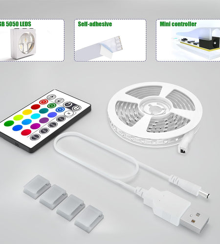 Tv Led Backlight, Pre-Cut 6.56Ft Led Strip Lights for 40-60In Tv,4Pcs USB Powered Tv Lights Kit W/ Remote,Rgb Bias Lighting for Room Decor