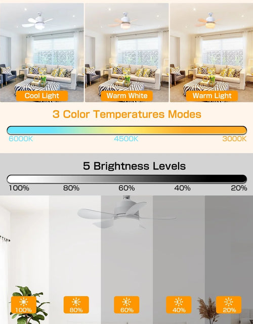 Load image into Gallery viewer, Socket Fan 15" 5 Blades Ceiling Fan 1000 Lumens Light for All Locations
